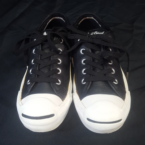 JACK PURCELL CONVERSE Men 3.5 /Wo 5 Black Leather - Picture 2 of 8